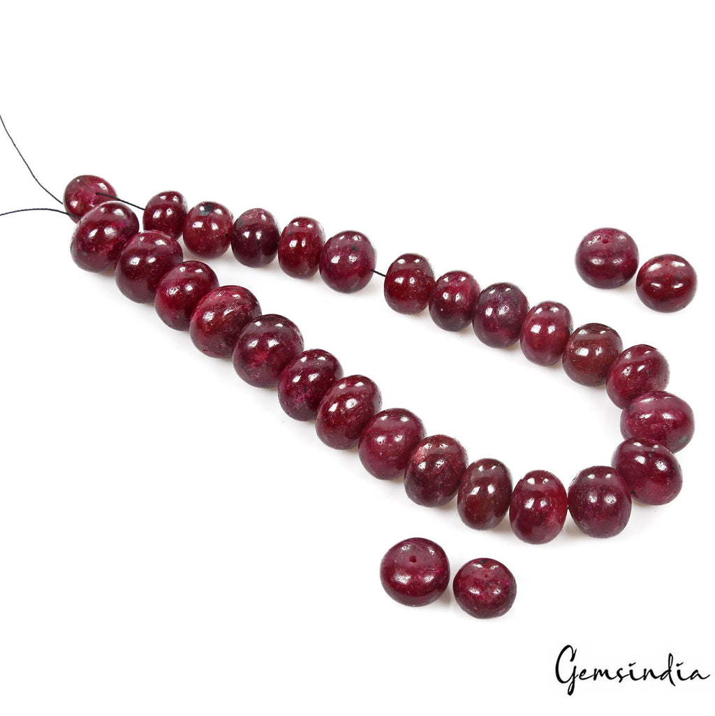 Certified 700 Ct/30 Pcs Natural Nice Red Ruby Round Cab Drilled Bead For Jewelry