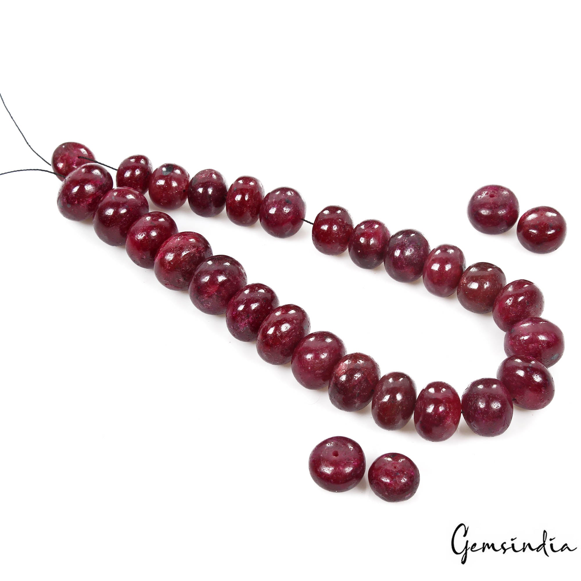 Certified 700 Ct/30 Pcs Natural Nice Red Ruby Round Cab Drilled Bead For Jewelry