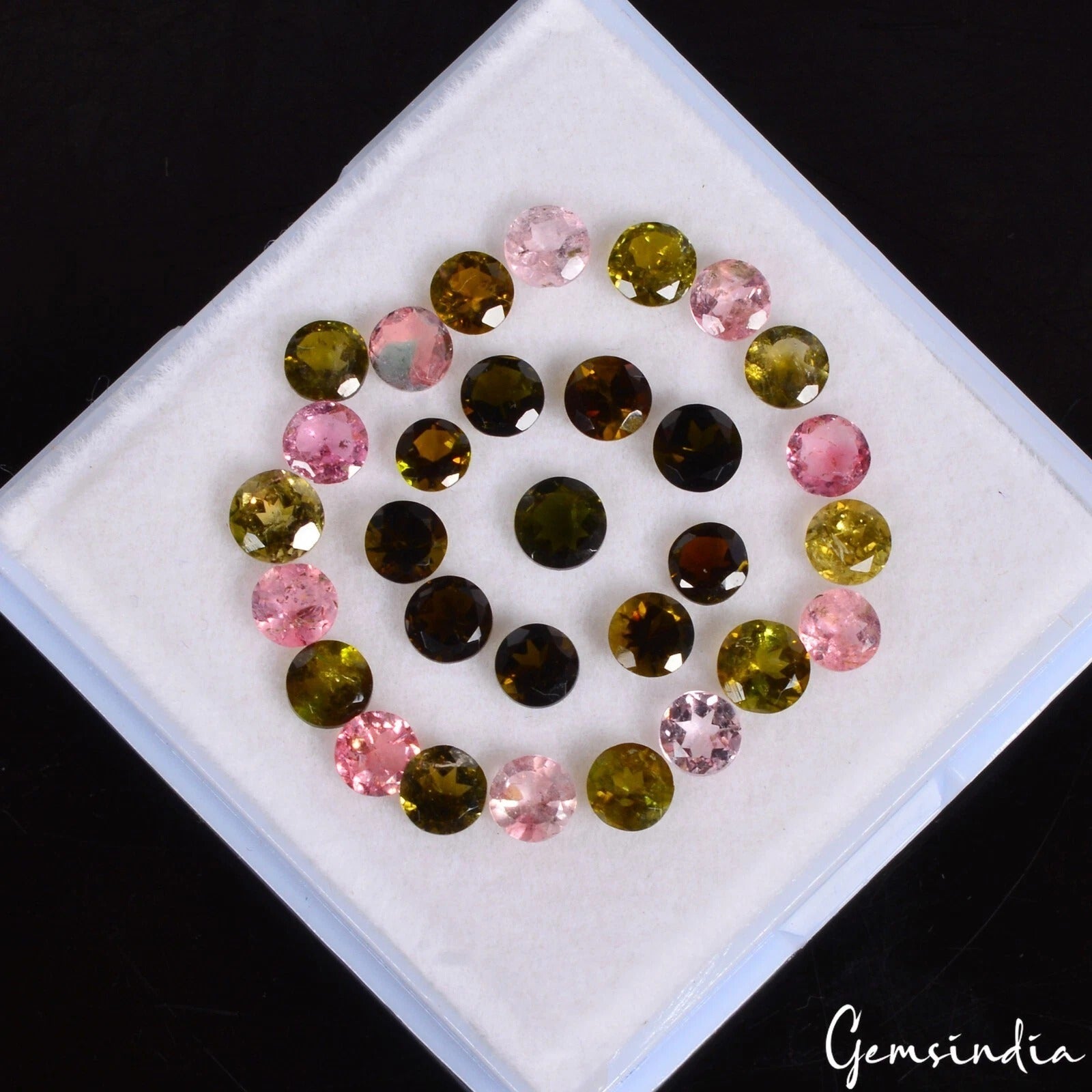 7.60 Ct/30 Pcs Natural Untreated Multi Color Tourmaline Round Cut Loose Gems Lot