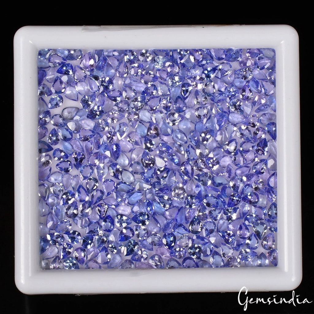 260 Pcs Natural Tanzanite 4x3mm Pear Cut Sparkling Violet Blue Loose Gemstones