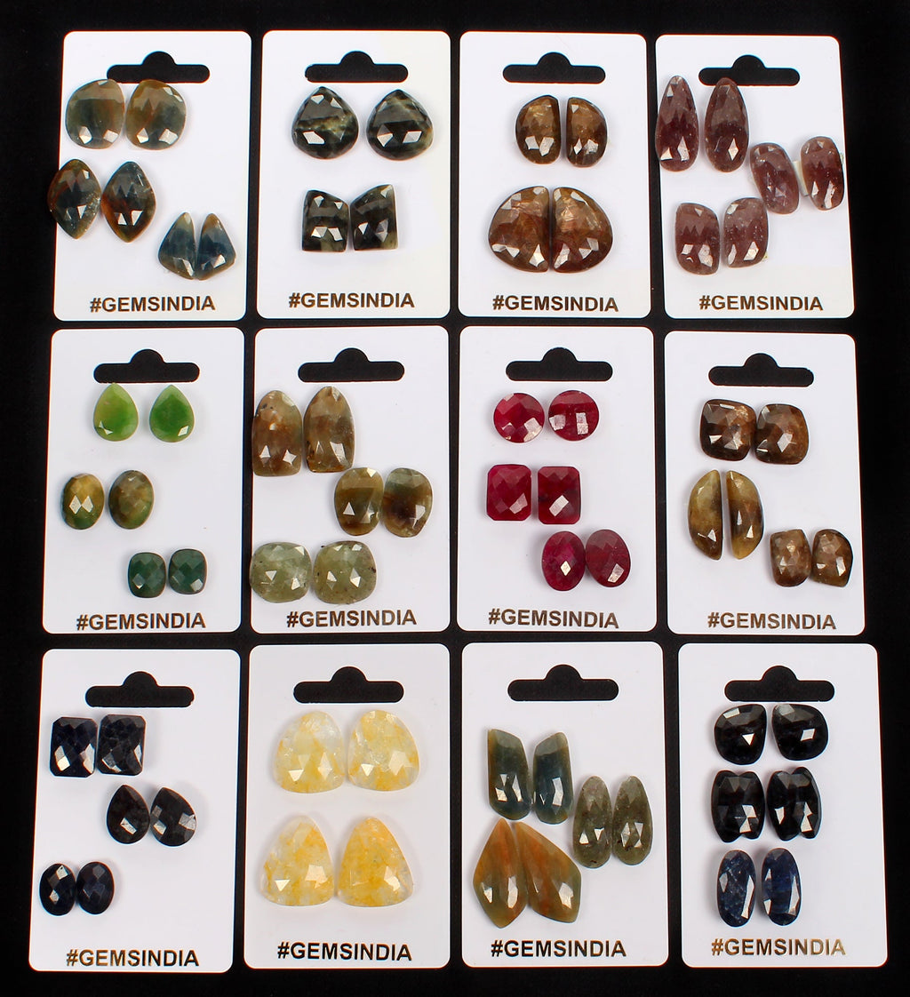 33 Pair Natural Ruby Emerald & Sapphire Gemstone Lot Matching Pair For Earrings