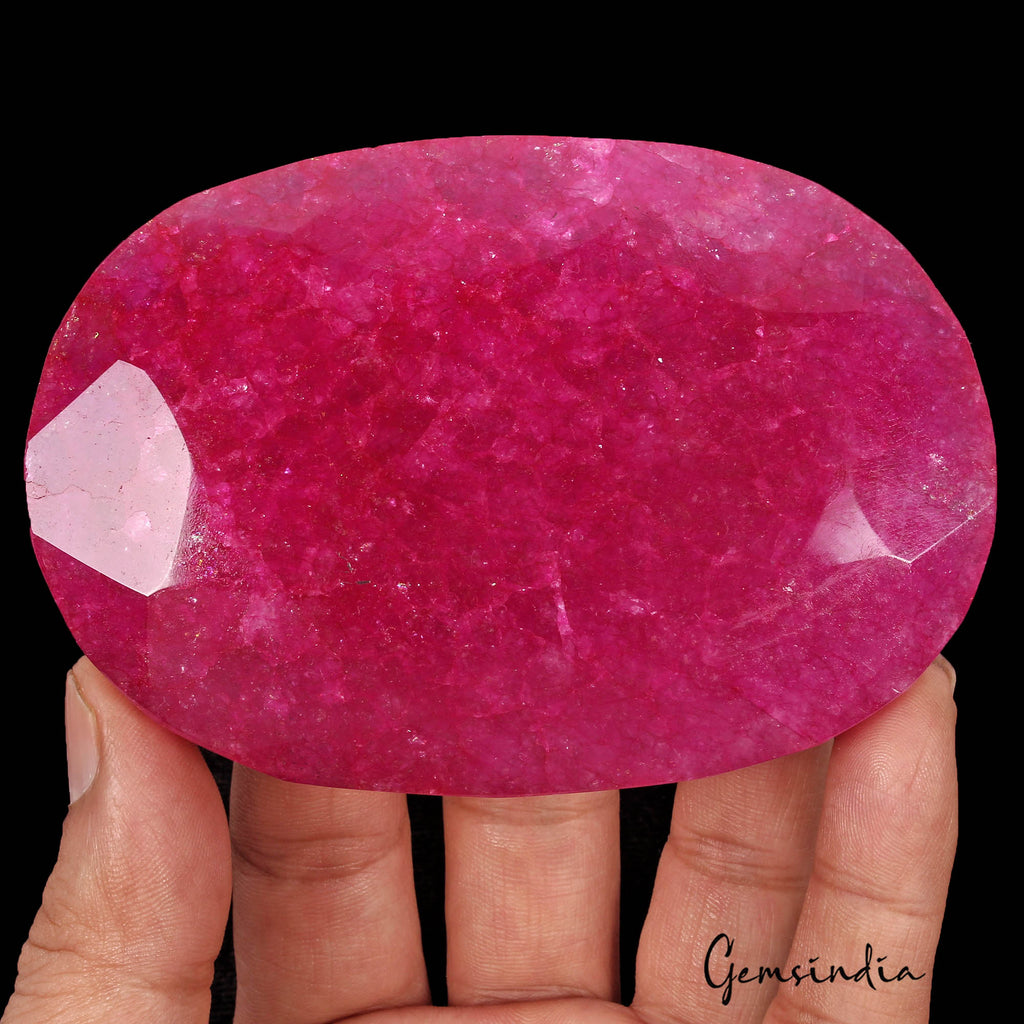 1280 Carats Natural Eye Catching Pink Red Quartz Oval Faceted Cut Huge Loose Gem