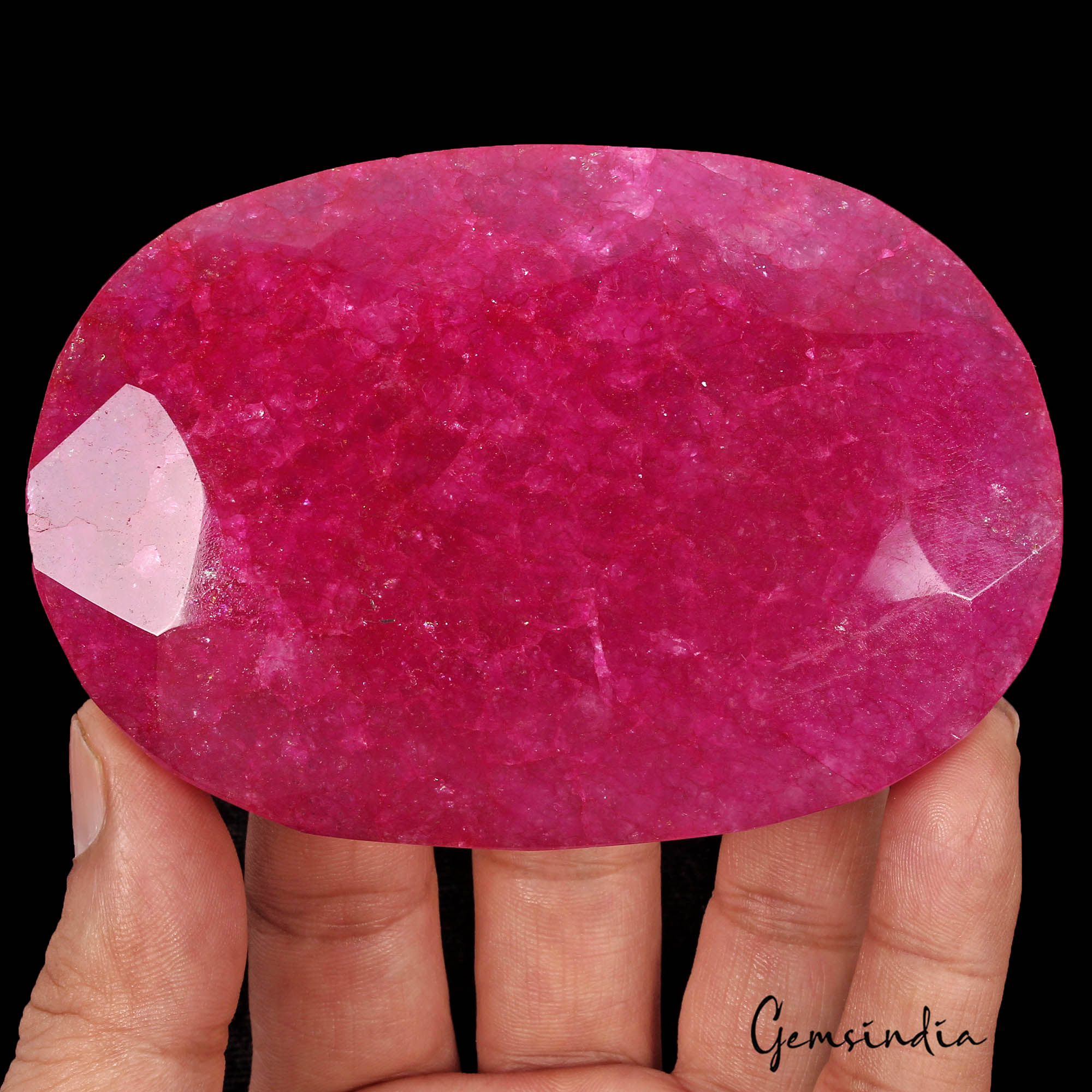 1280 Carats Natural Eye Catching Pink Red Quartz Oval Faceted Cut Huge Loose Gem
