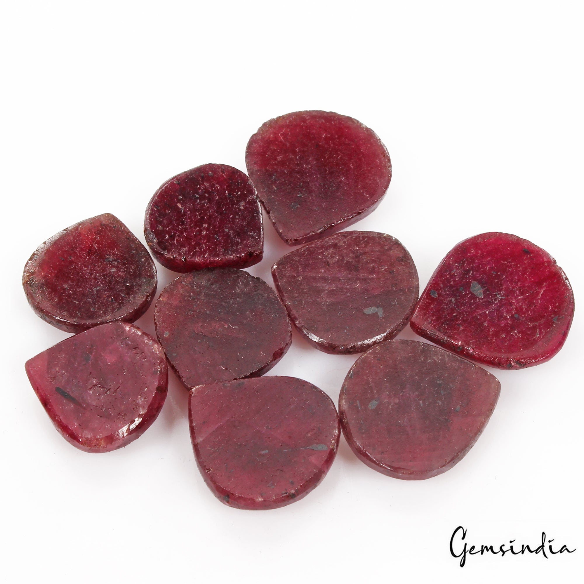 250 Cts/9 Pcs Natural Red Ruby Pear Heart Checker Cut Loose Gems Lot For Jewelry