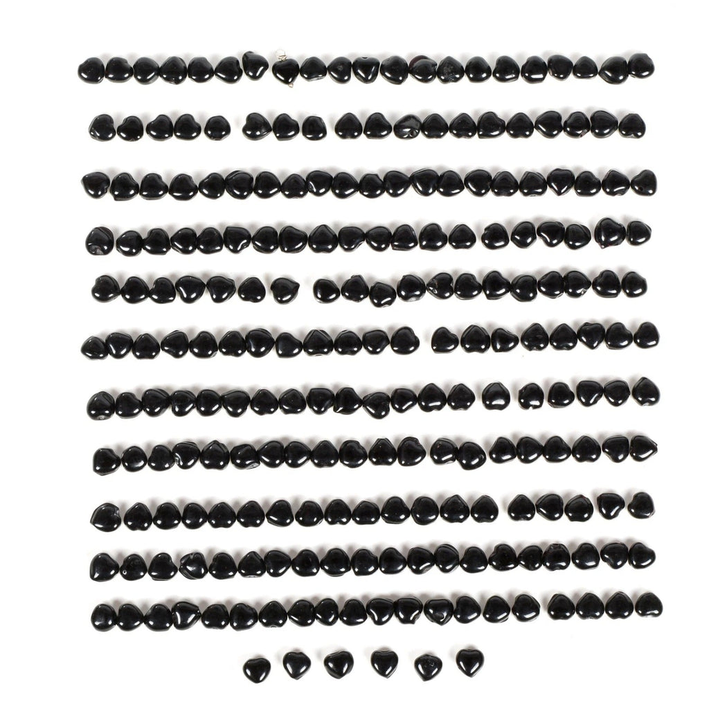 350 Ct/224 Pcs Natural Untreated Black Onyx Heart Cab Drill Bead Gem For Jewelry