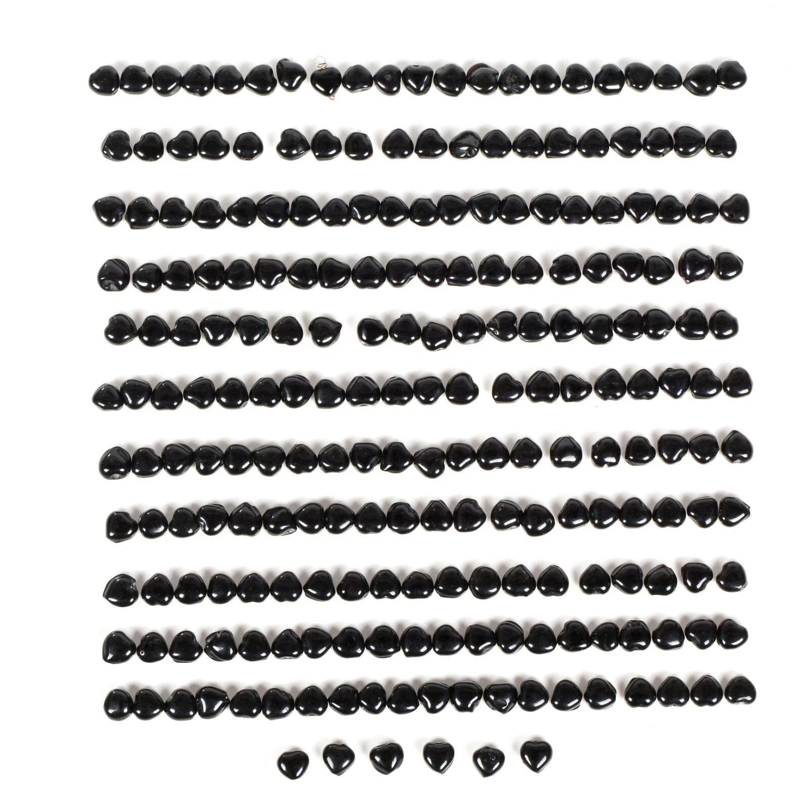 350 Ct/224 Pcs Natural Untreated Black Onyx Heart Cab Drill Bead Gem For Jewelry