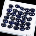 Certified 29 Pcs Natural Dark Blue Sapphire Oval Cab Loose Gemstones For Jewelry