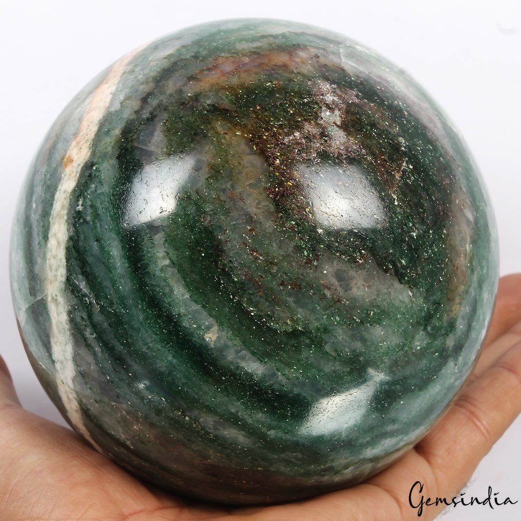 Aventurine Sphere, Green — 4.5 Inch in diameter, 1.95 Kg (9750 Ct), Madagascar