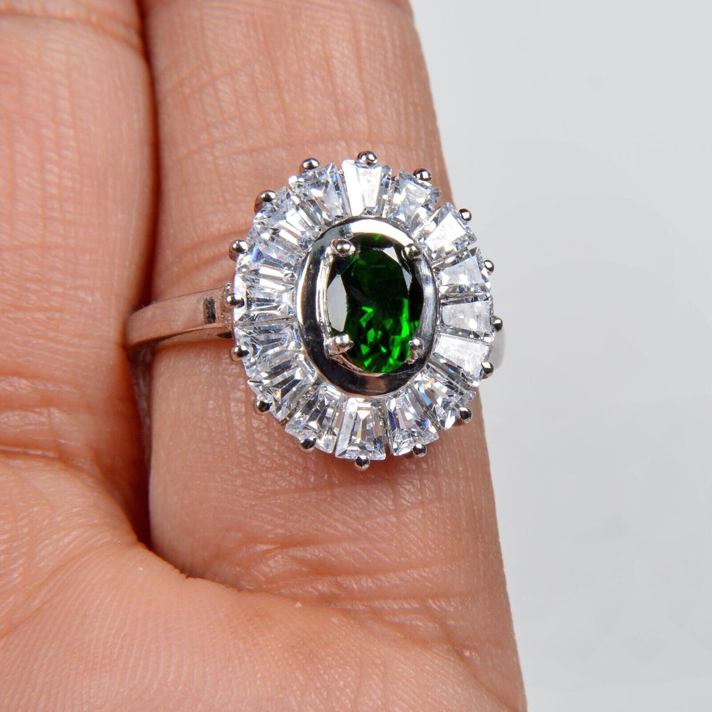 4.76 Gram Natural Chrome Diopside Zirconia Gem 925 Sterling Silver Ring 6.5 US