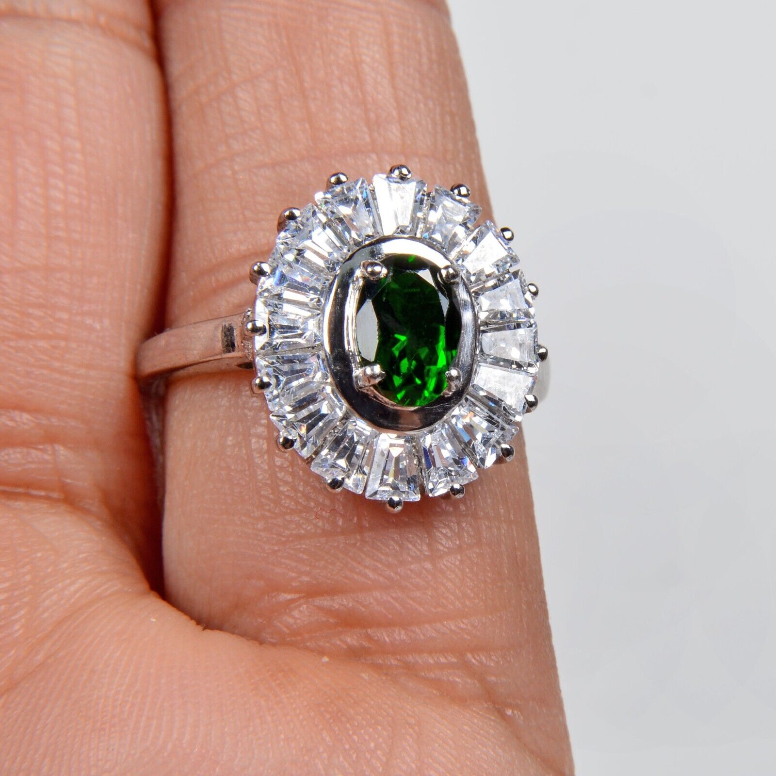4.76 Gram Natural Chrome Diopside Zirconia Gem 925 Sterling Silver Ring 6.5 US