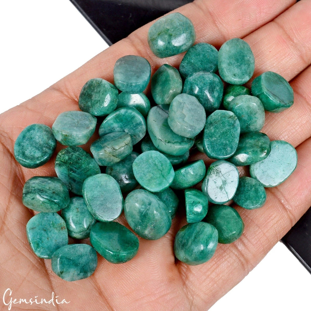 240 Cts/38 Pcs Natural Brazilian Green Emerald Oval Cab Loose Gems For Jewelry