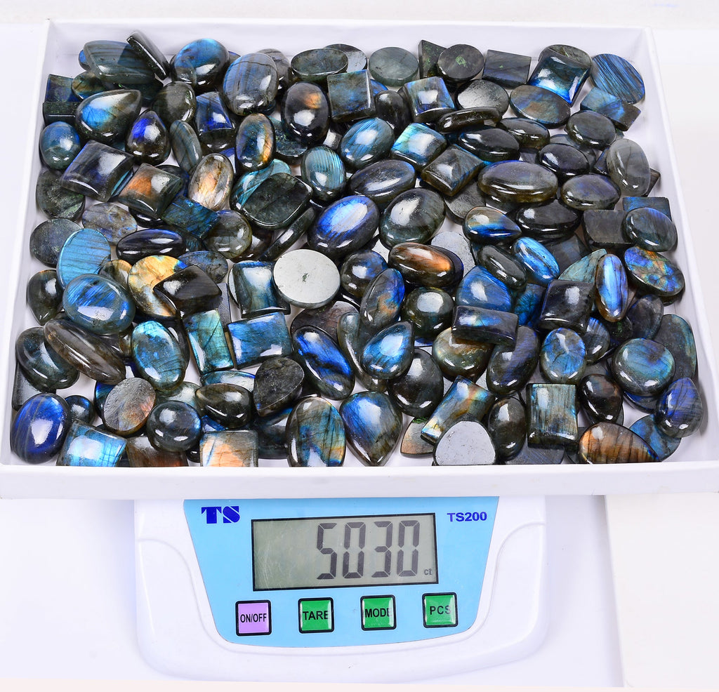 5000 Ct Natural Blue Flash Labradorite Mix Shape Loose Cabochon Gemstones 192 Pc