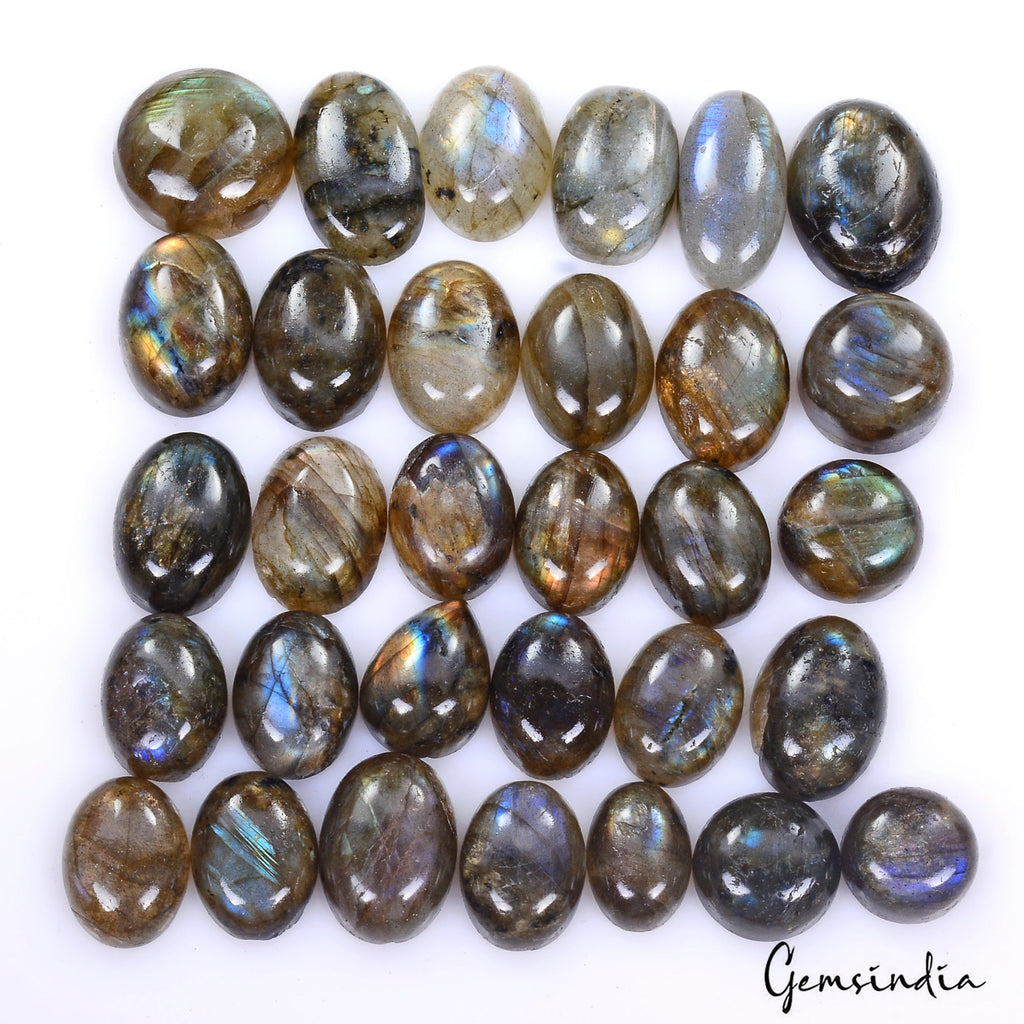 340 Cts/31 Pcs Natural Untreated Multi Shine Labradorite Mix Cab Loose Gems Lot