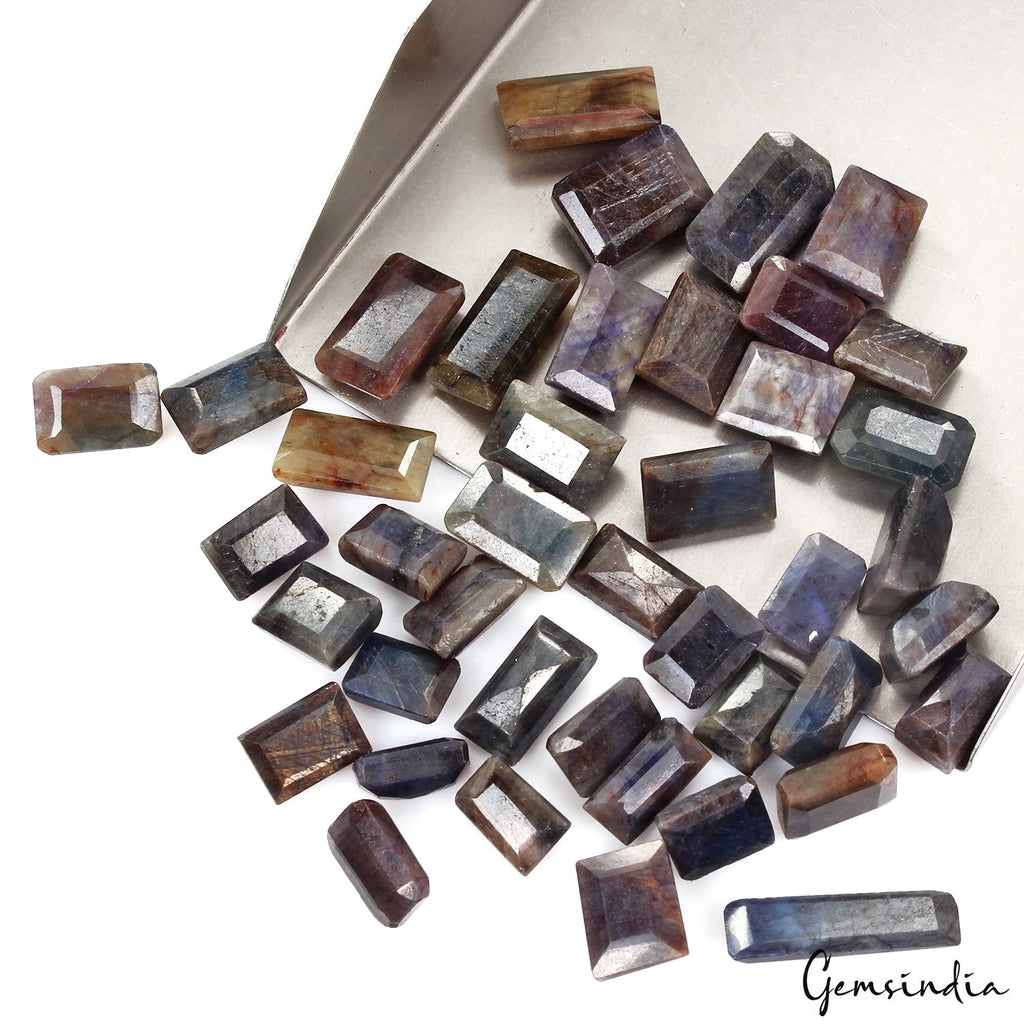 350 Ct Natural Untreated Bi-color Sapphire Mix Cut Loose Unheated Gemstones~42Pc