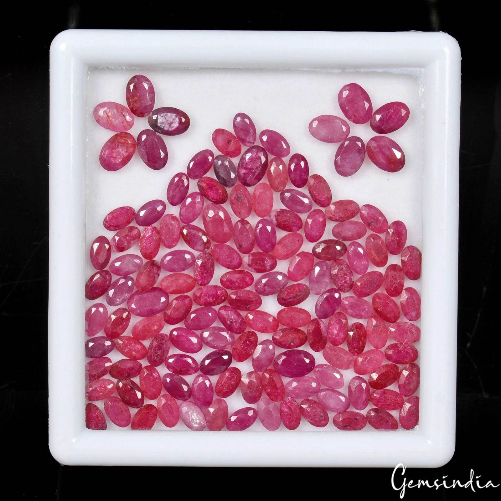 Ruby Lot, Loose Gemstone, Pink Red — 125 Pieces, 5mm to 6mm, 50 Ct, Madagascar