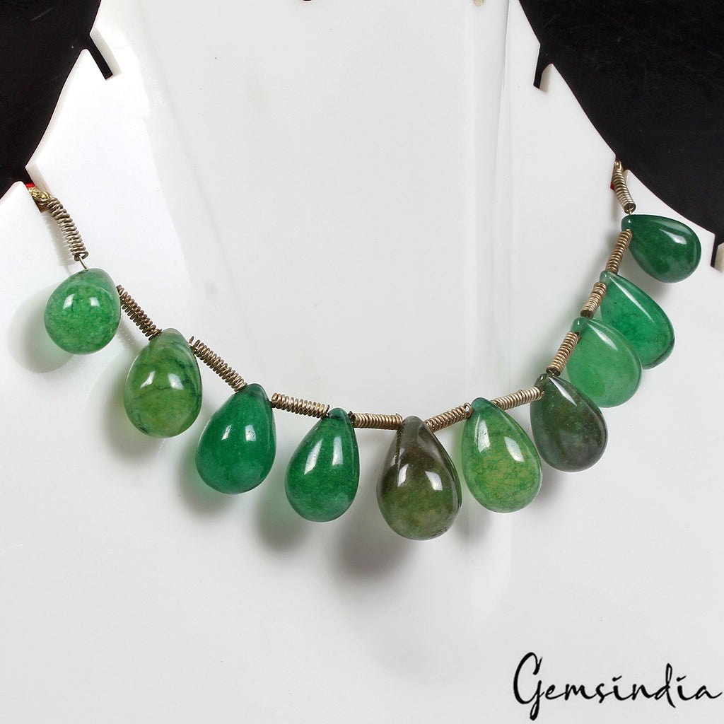Quartz Beaded Strand, Color Enhanced, Green — 5.5 inch, Madagascar