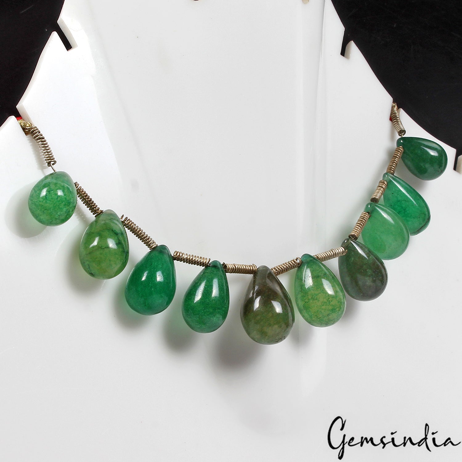 Quartz Beaded Strand, Color Enhanced, Green — 5.5 inch, Madagascar