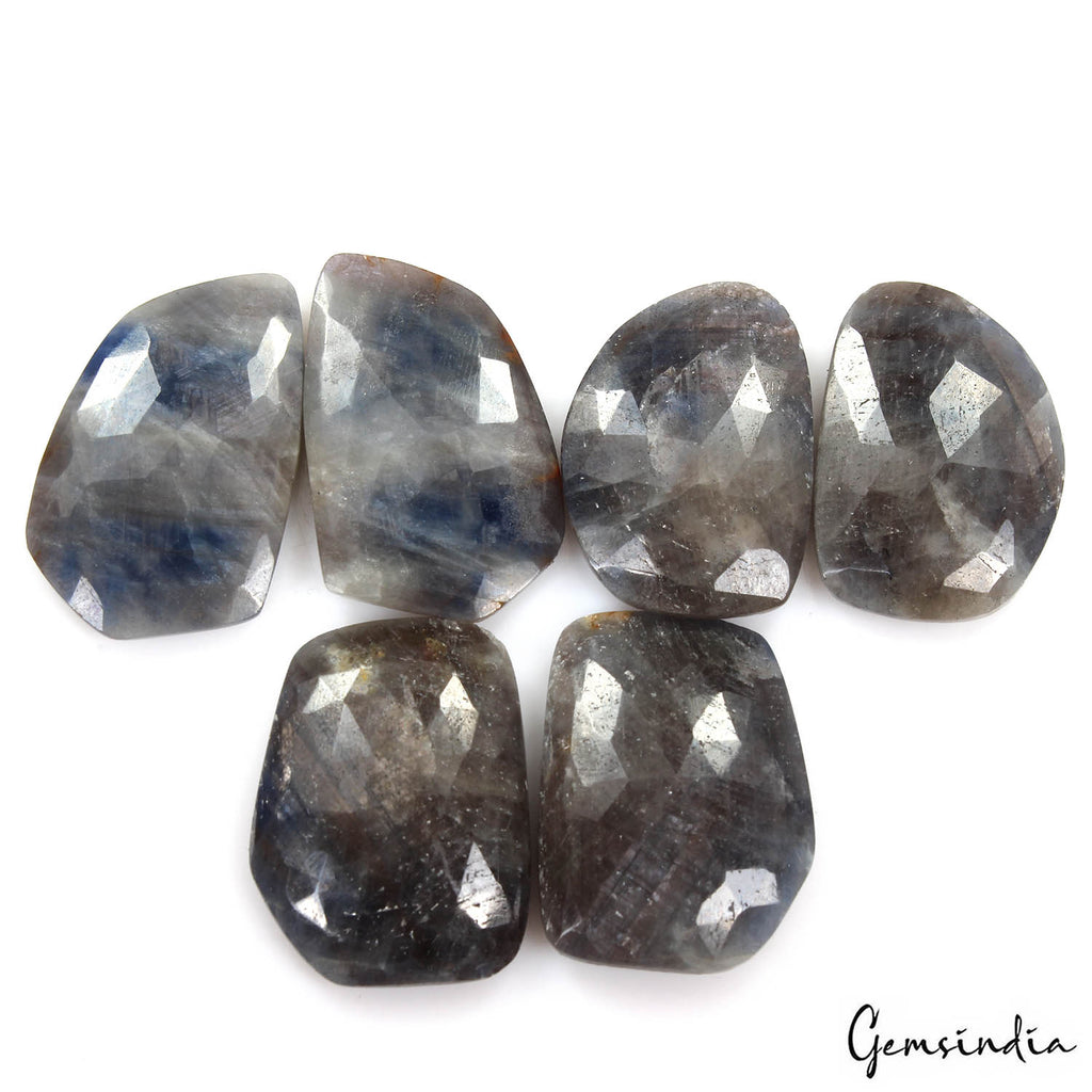 Blue Sapphire Lot, Loose Gemstone, Untreated, Gray — 6 Pieces, 31mm to 34mm, 230 Ct, Madagascar