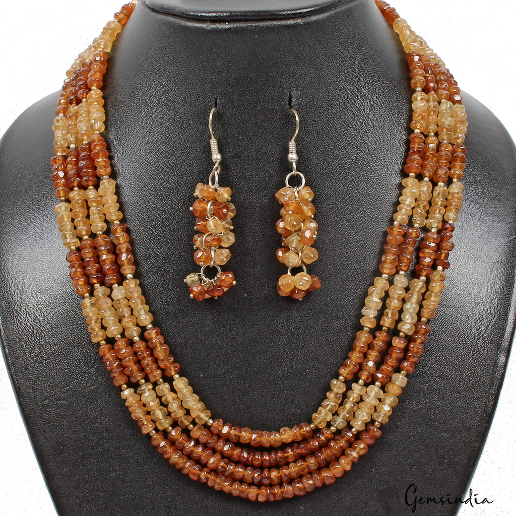 Hessonite Garnet Jewelry, Untreated, Bi Color — 18", Sri Lanka