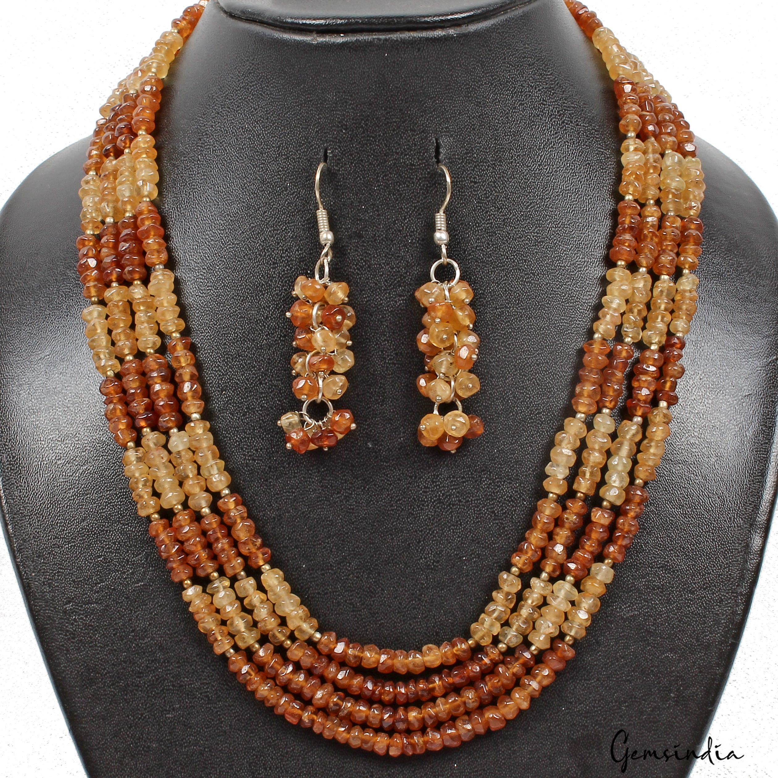 Hessonite Garnet Jewelry, Untreated, Bi Color — 18", Sri Lanka