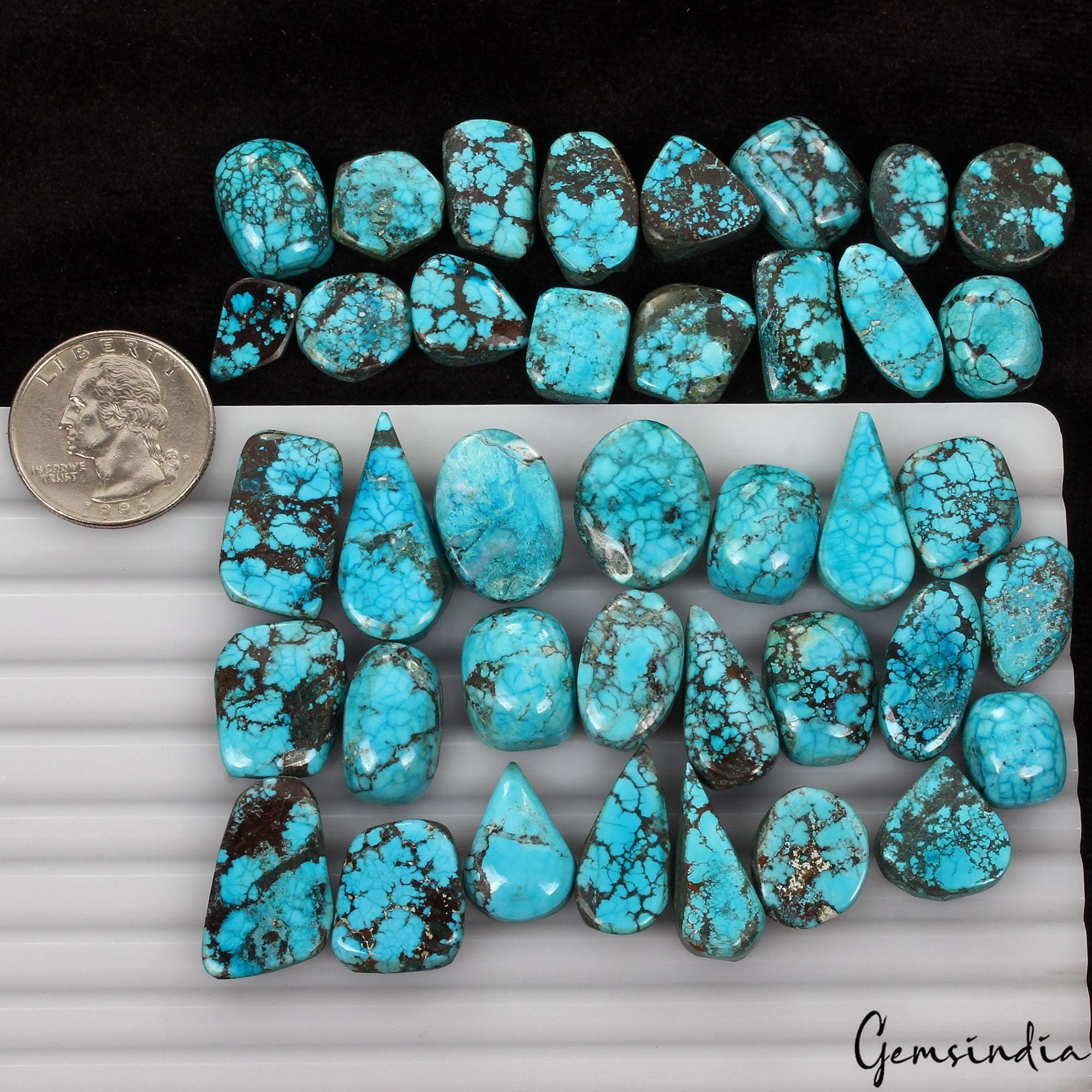 420 Ct/39 Pcs Natural USA Blue Turquoise Mix Cab Loose Wholesale Gemstones Lot