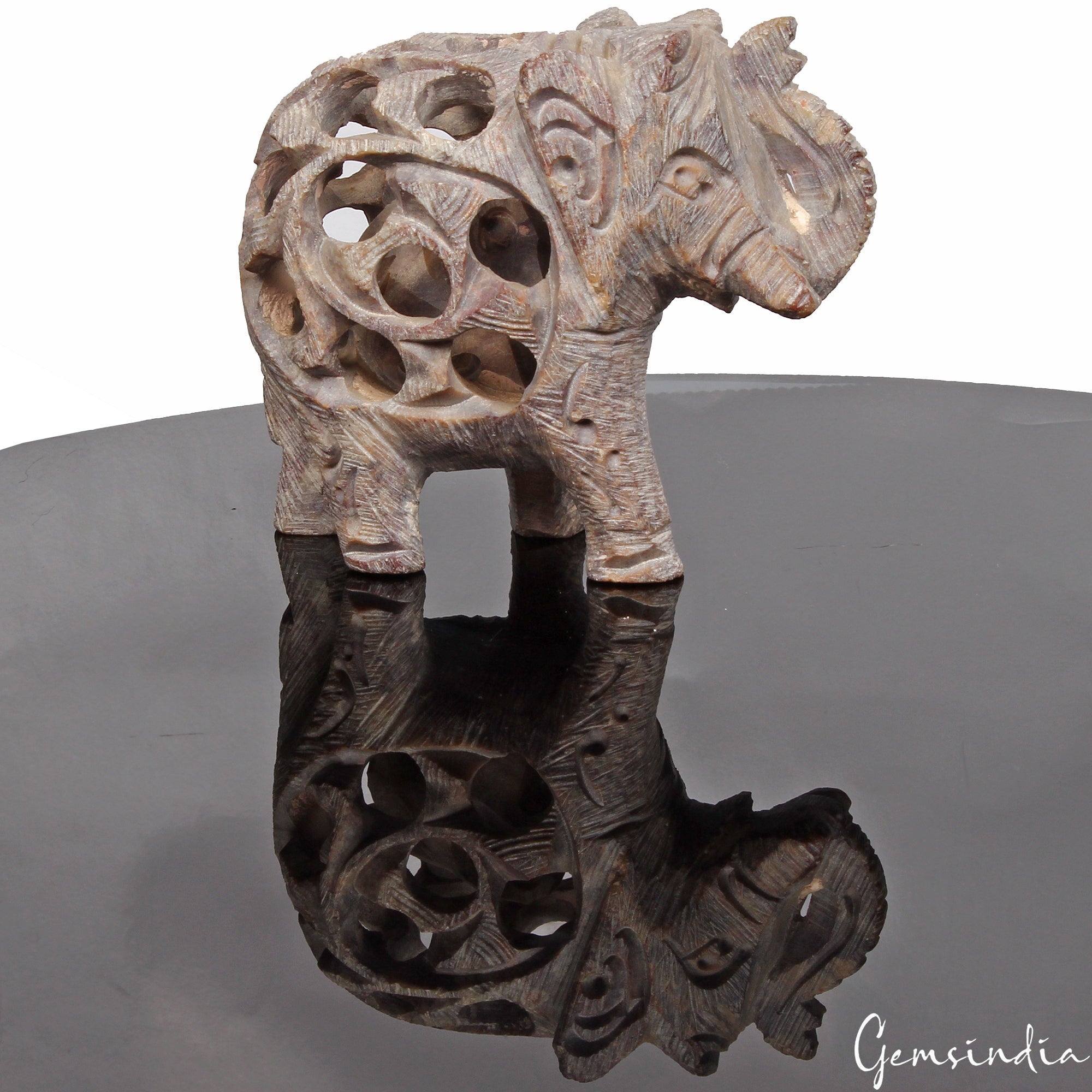 600 Ct Handmade Soapstone Elephant Statue Home Decor /Animal Figurine Sculpture