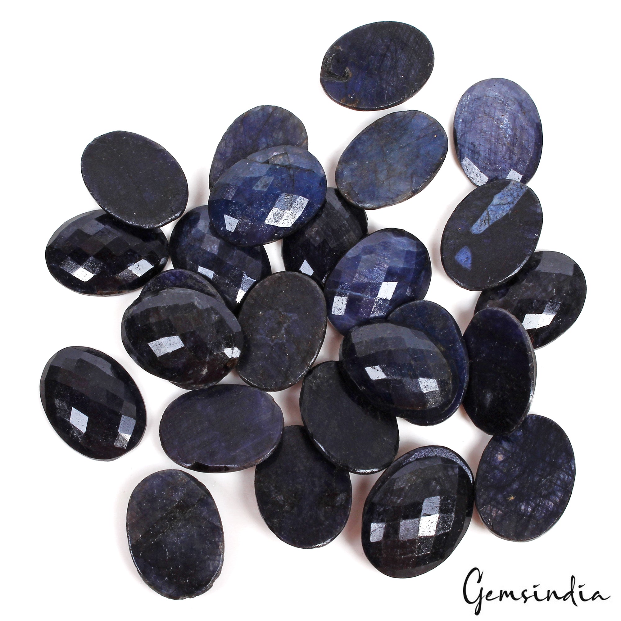670 Ct/26 Pcs Natural Blue Sapphire Oval Checker Cut Calibrated 25x18mm Gems Lot