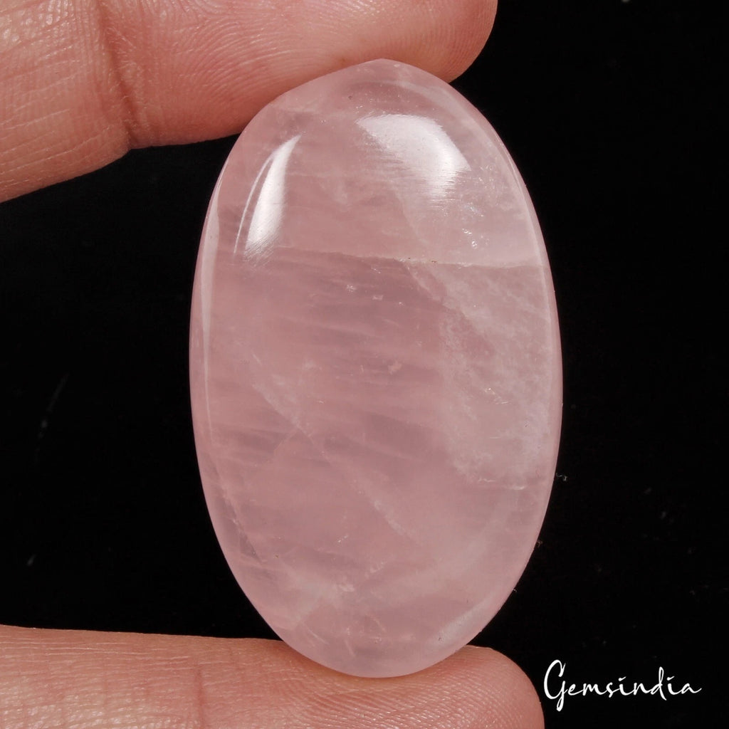 Rose Quartz Cabochon, Pear Cabochon, Untreated — 44 x 26 x 10mm, 72.80 Ct, Madagascar