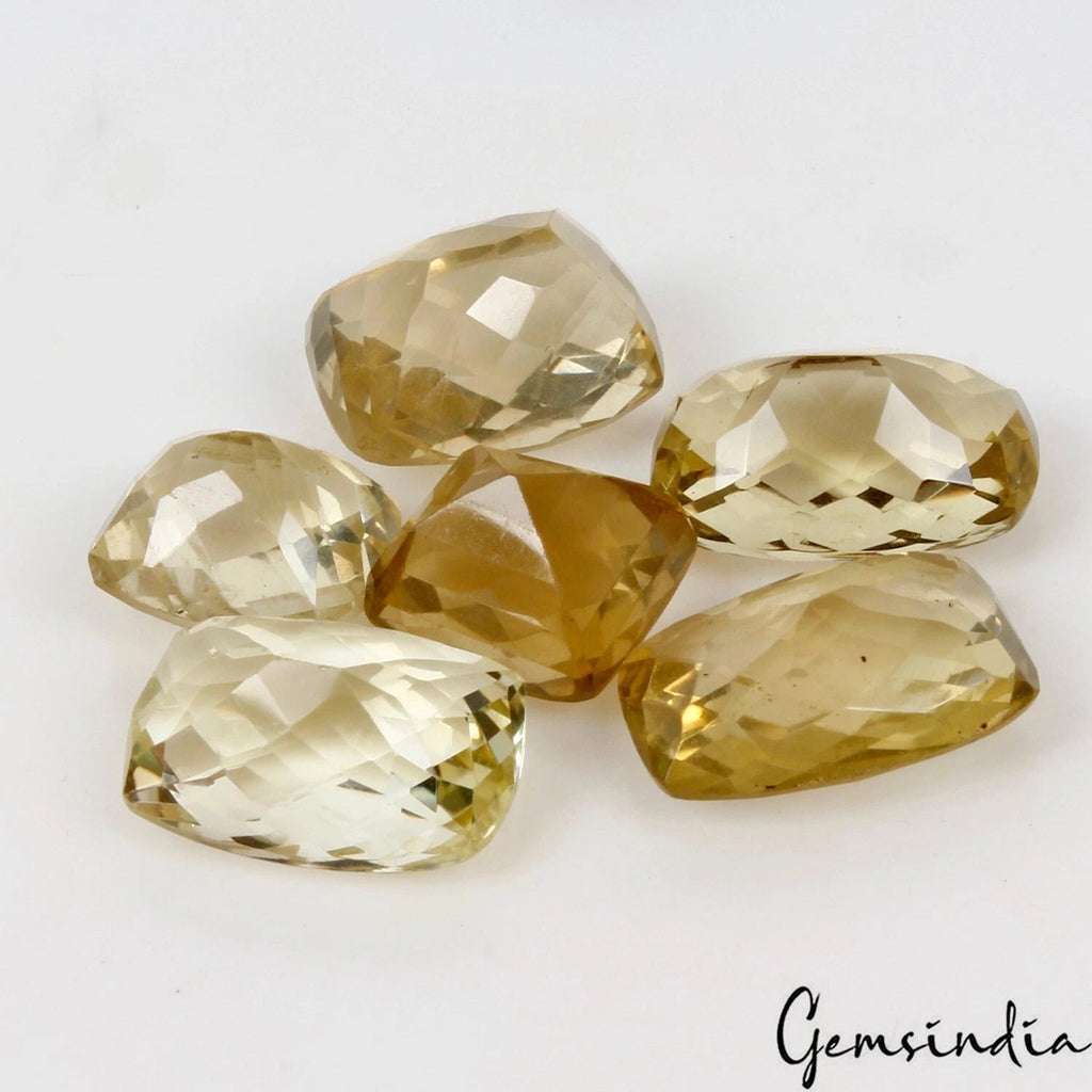 Certified 84.20 Ct/6 Pcs Natural Untreated Yellow Citrine Mix Checker Cut Gems