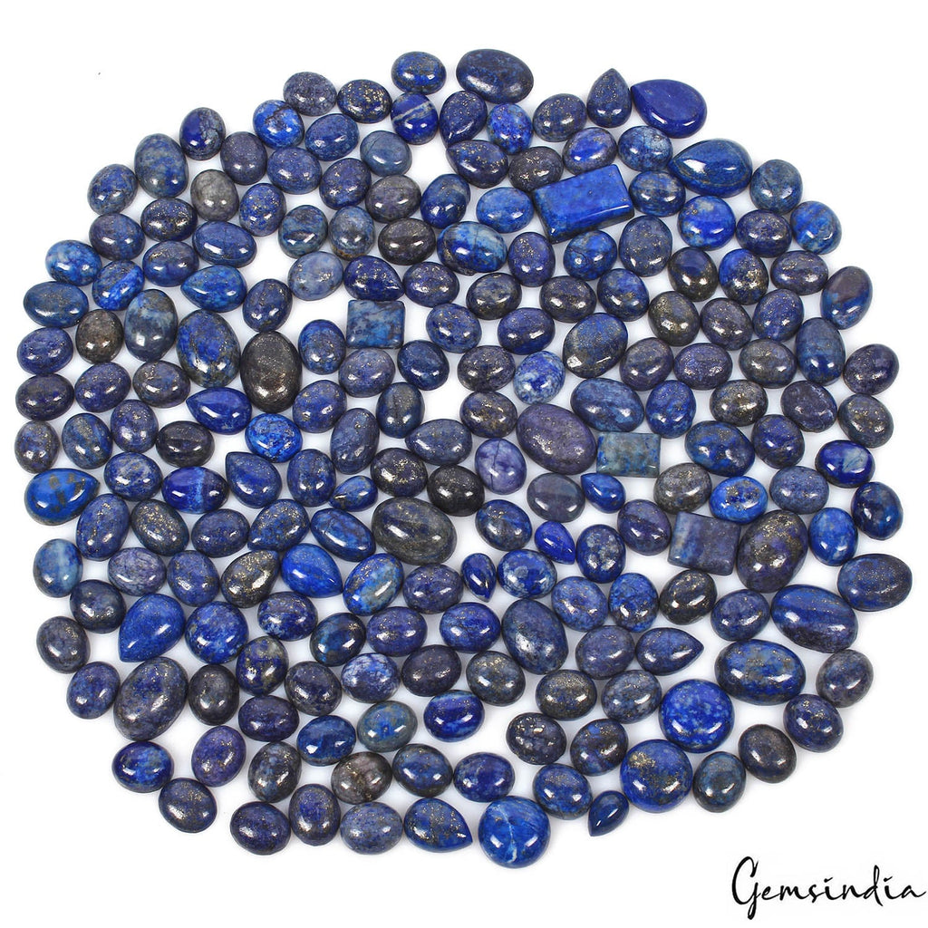1270 Ct/198 Pcs Natural Blue Gold Pyrite Lapis Lazuli Mix Cab Wholesale Gems Lot