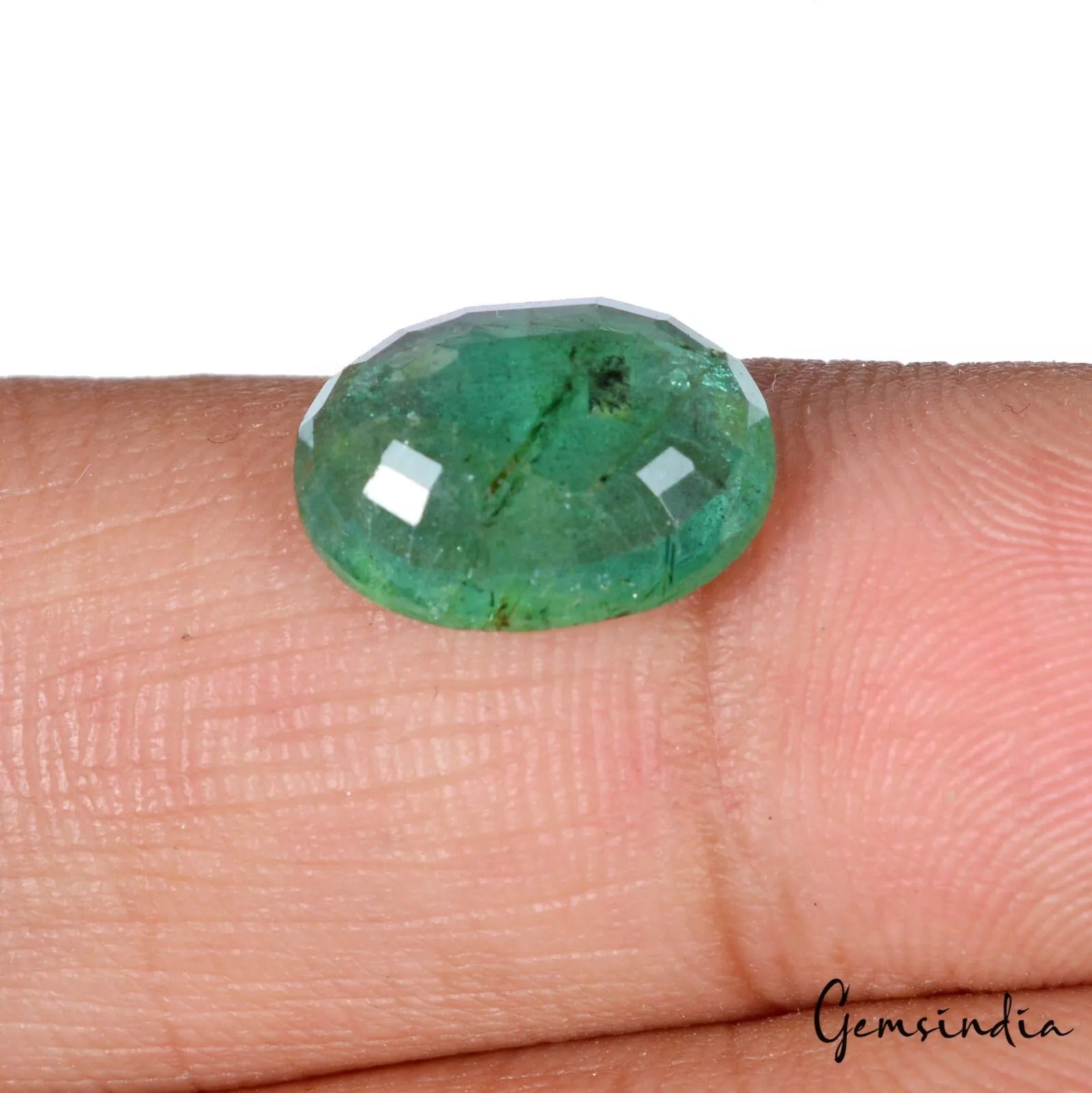 Emerald Loose Gemstone, Untreated, Green — 12x10x5mm, 4.00 Ct, Zambia