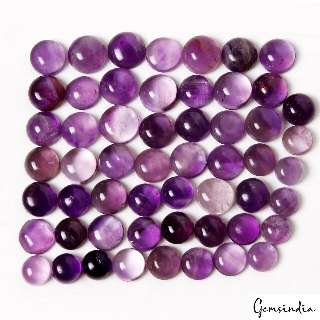 Certified 175.80 Ct Natural Untreated Purple Amethyst Round Cab Loose Gems Lot~