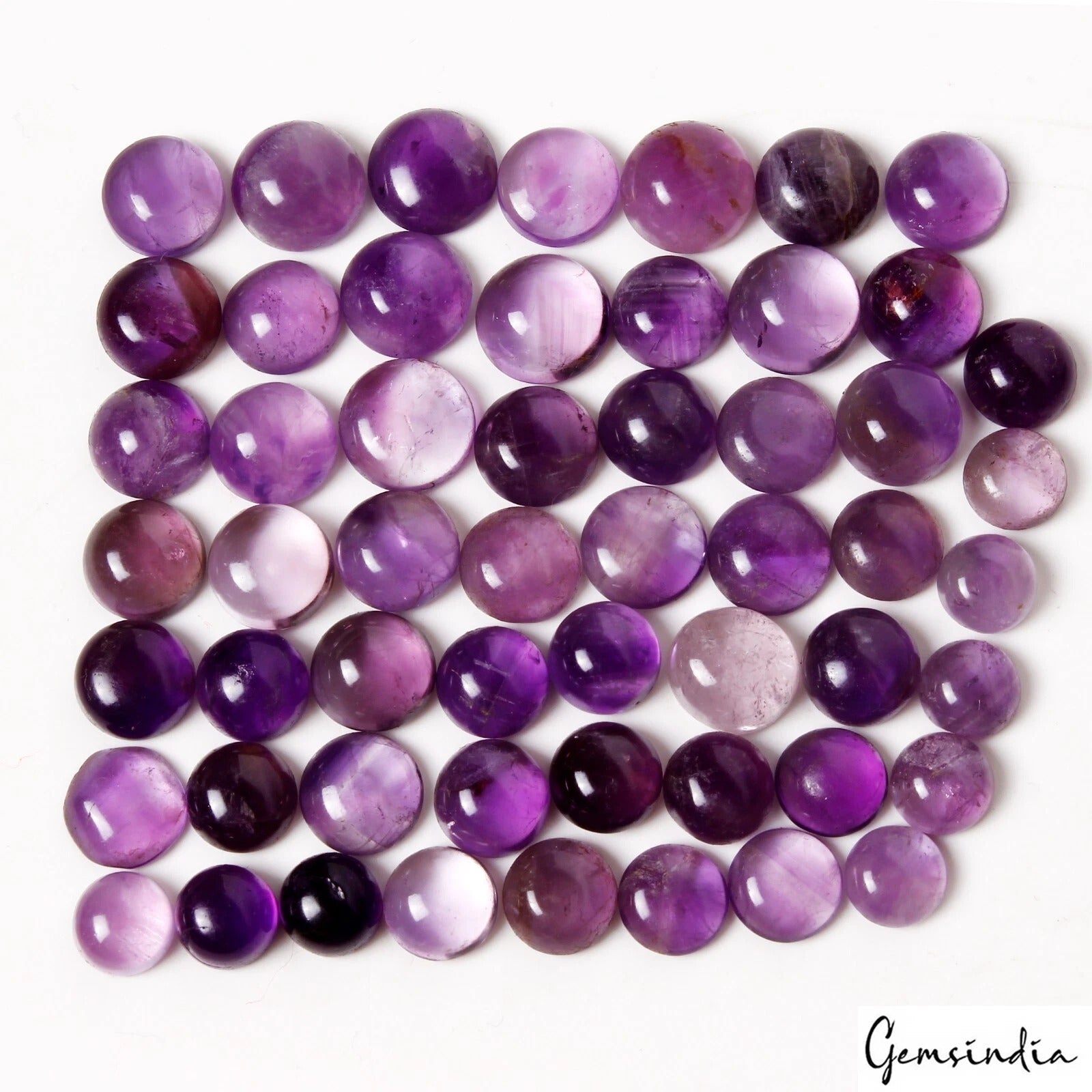 Certified 175.80 Ct Natural Untreated Purple Amethyst Round Cab Loose Gems Lot~