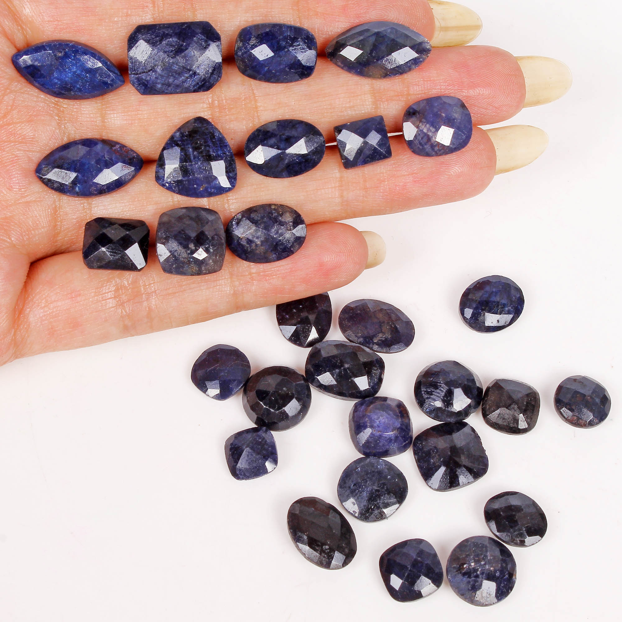 202.30 Cts/29 Pcs Natural Blue Sapphire Mix Checker Cut Loose Gems For Jewelry