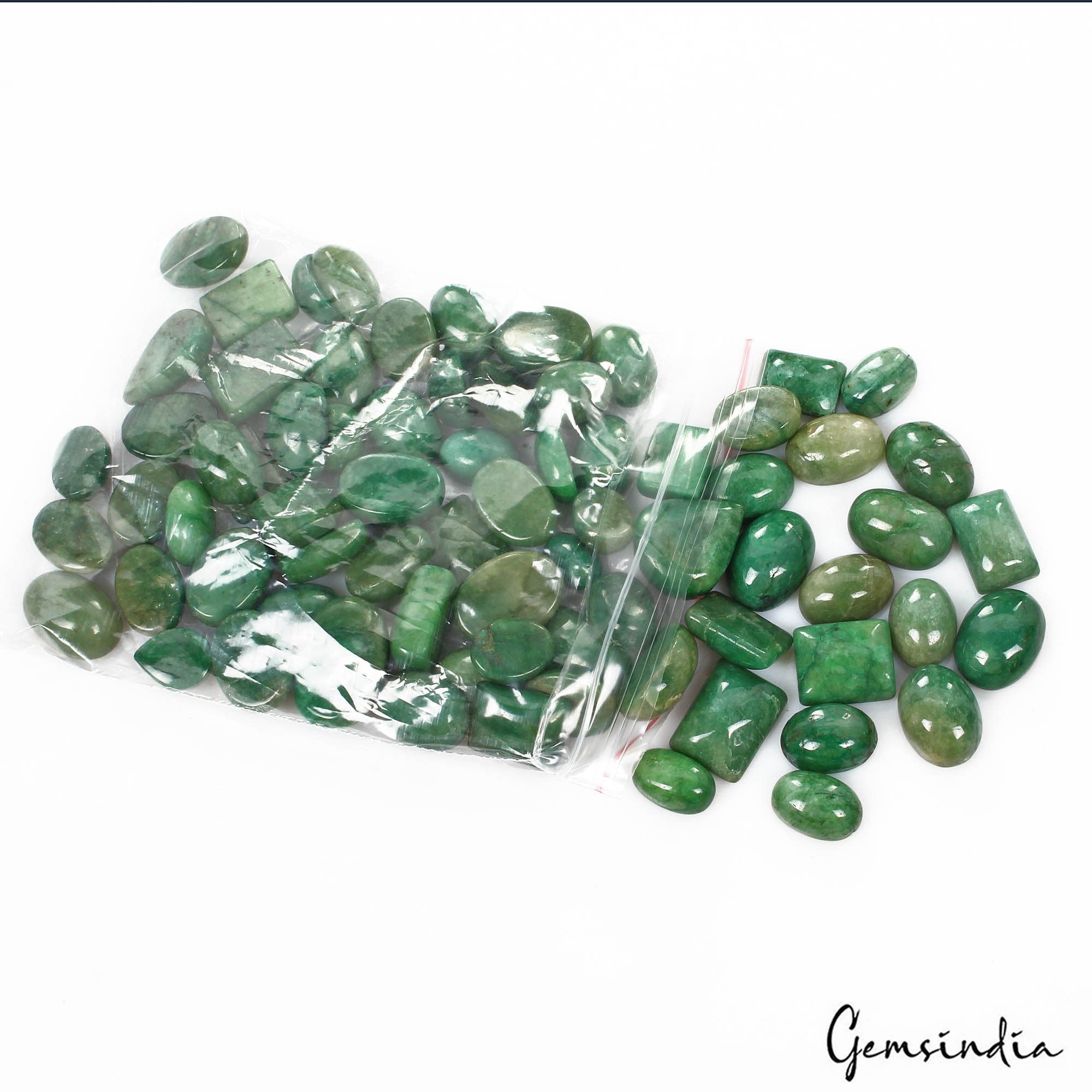 Emerald Lot, Cabochon, Color Enhanced, Green — 75 Pieces, 10mm to 24mm, 1040 Ct, Brazil