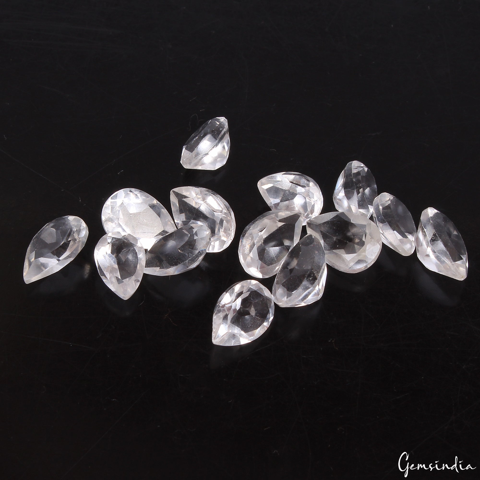 35.60 Ct Natural Untreated White Quartz Pear Faceted Ring Size Gems For Jewelry