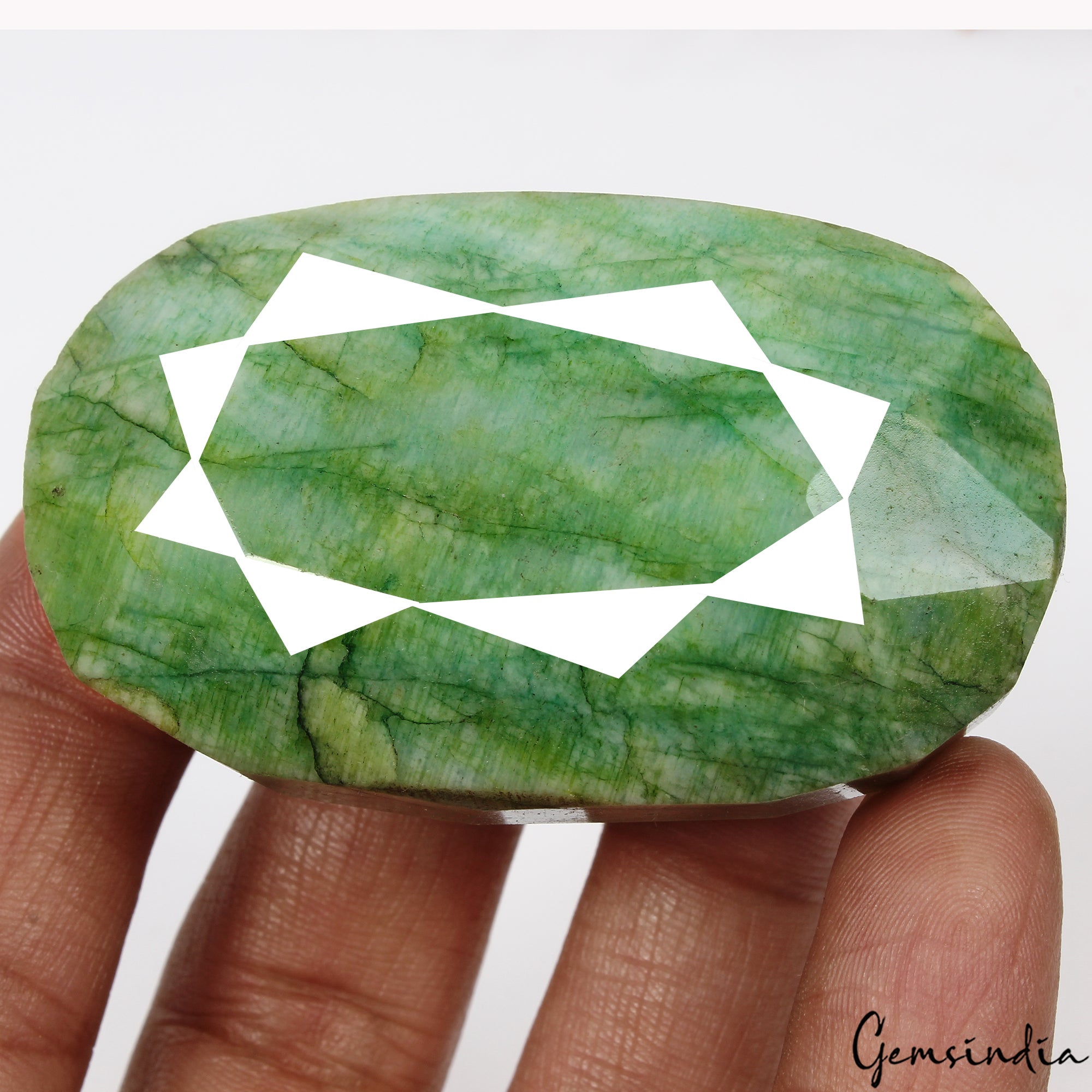Brazilian Emerald Loose Gemstone, Color Enhanced, Green — 62x37x26mm, 500 Ct, Brazil