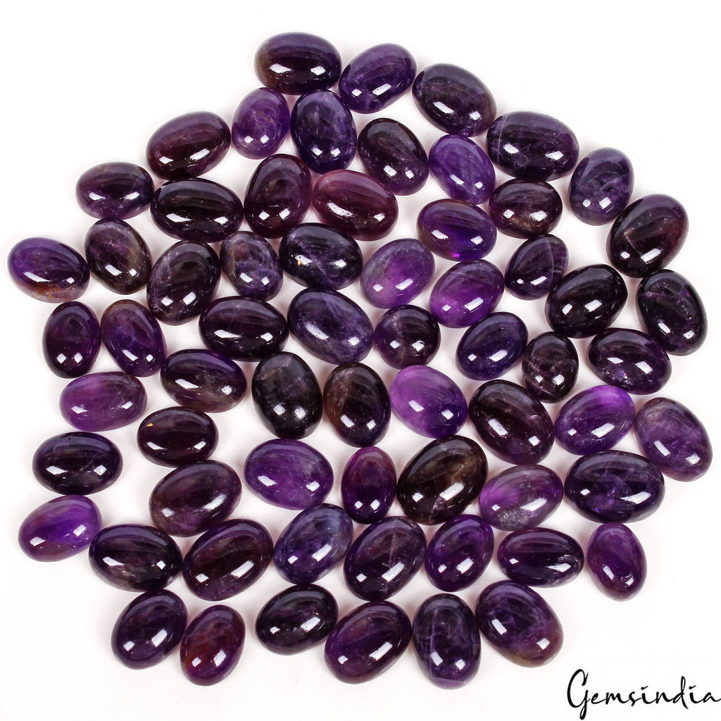 65 Pcs Natural Riich Purple Amethyst Oval Cabochon Loose 15-24mm Gemtones~650 Ct