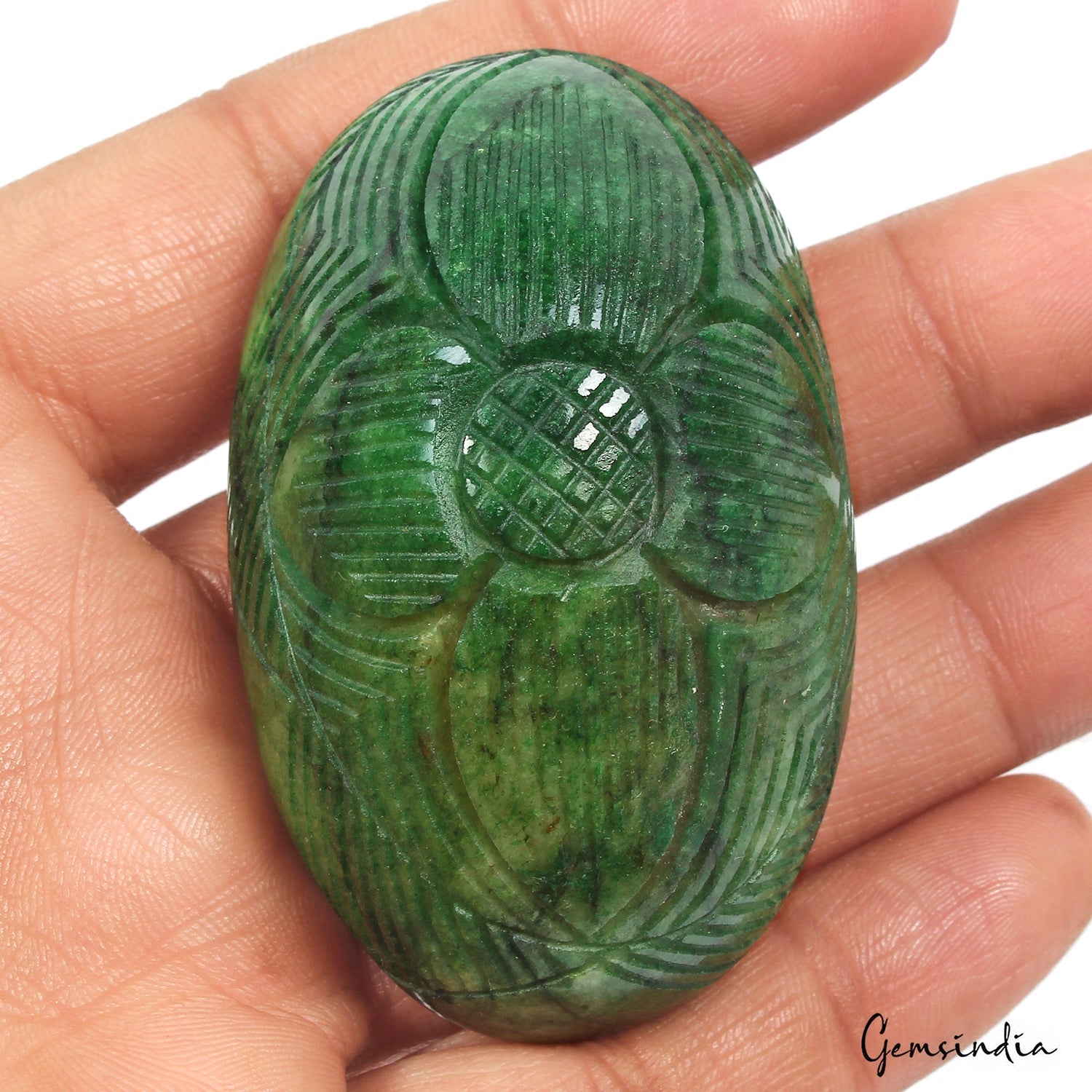 550 Ct Natural Green Zambian Emerald Pear Carving Museum Size Loose Gemstone