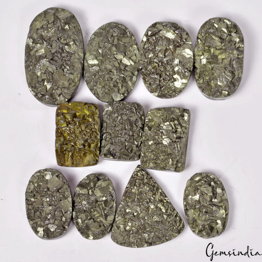 Pyrite Lot, Loose Gemstone, Untreated, Gold — 11 Pieces, 27mm to 48mm, 1680 Ct, India