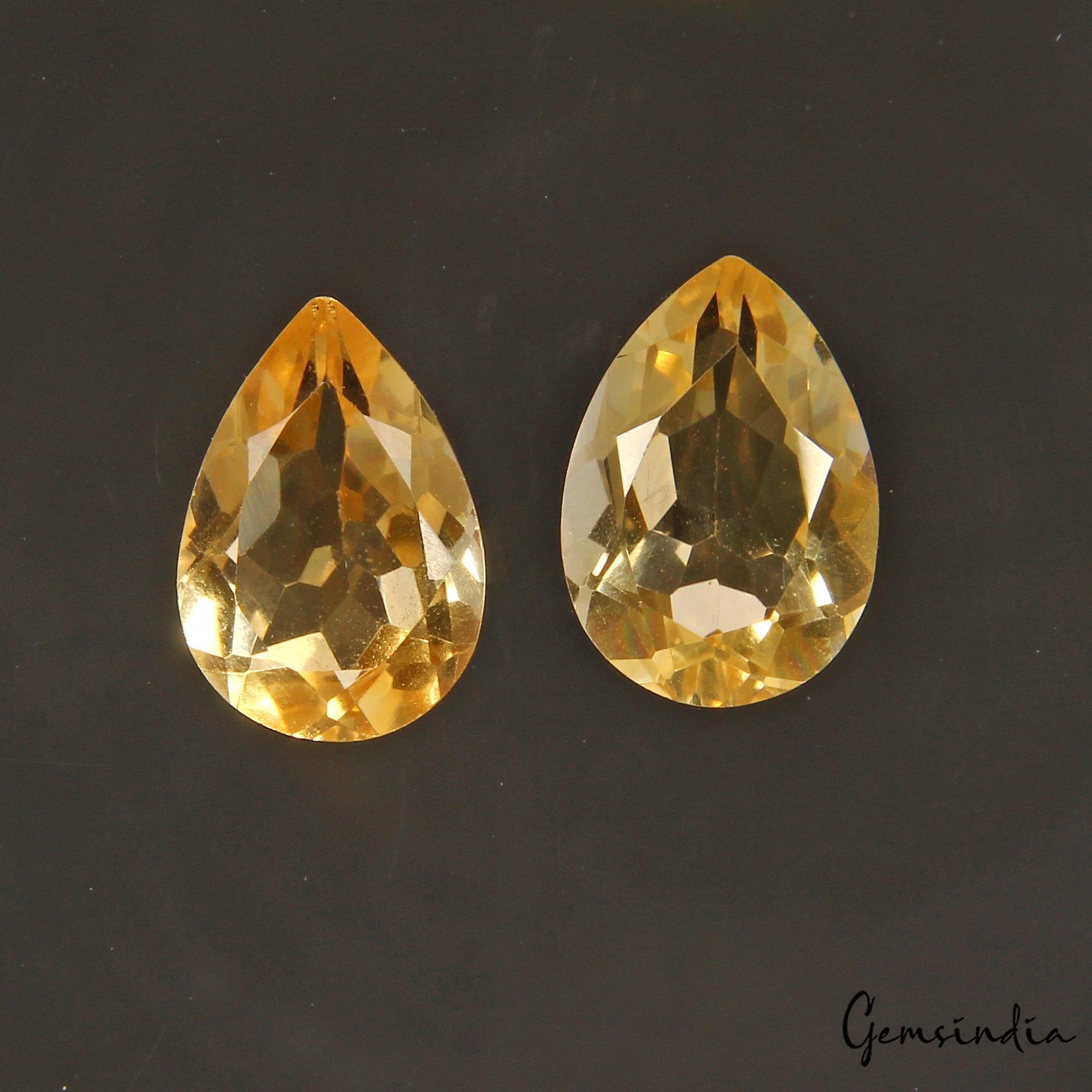 Certified 3.40 Ct Natural Yellow Citrine Gem Pear Cut Matching Pair for Earring