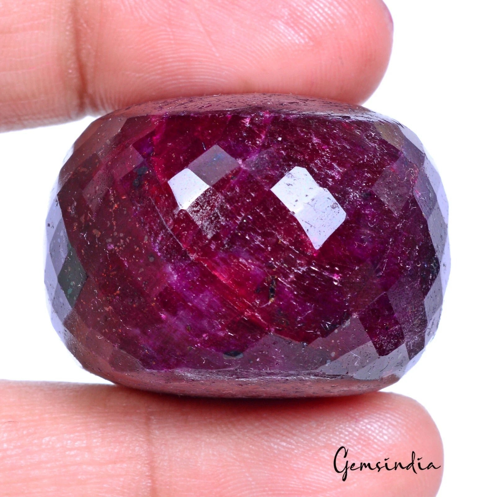 Jumbo Size 380Ct Natural Red Ruby Gemstone 38mm Round Checker Cut Certified Bead