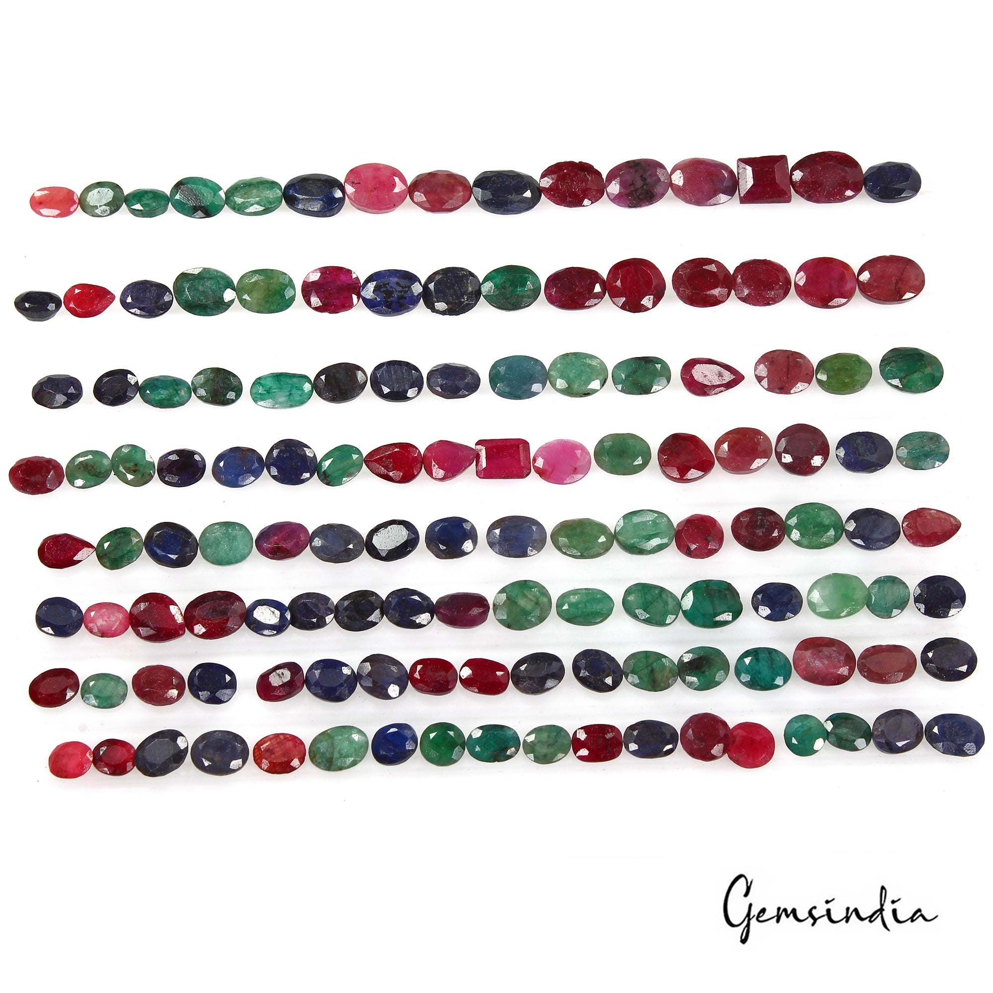 340 Ct/130 Pc Natural Multi Color Emerald Ruby Sapphire Mix Cut Gems For Jewelry