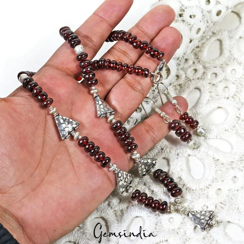 Garnet Necklace, Untreated, Red — 6mm to 7mm, 237 Ct