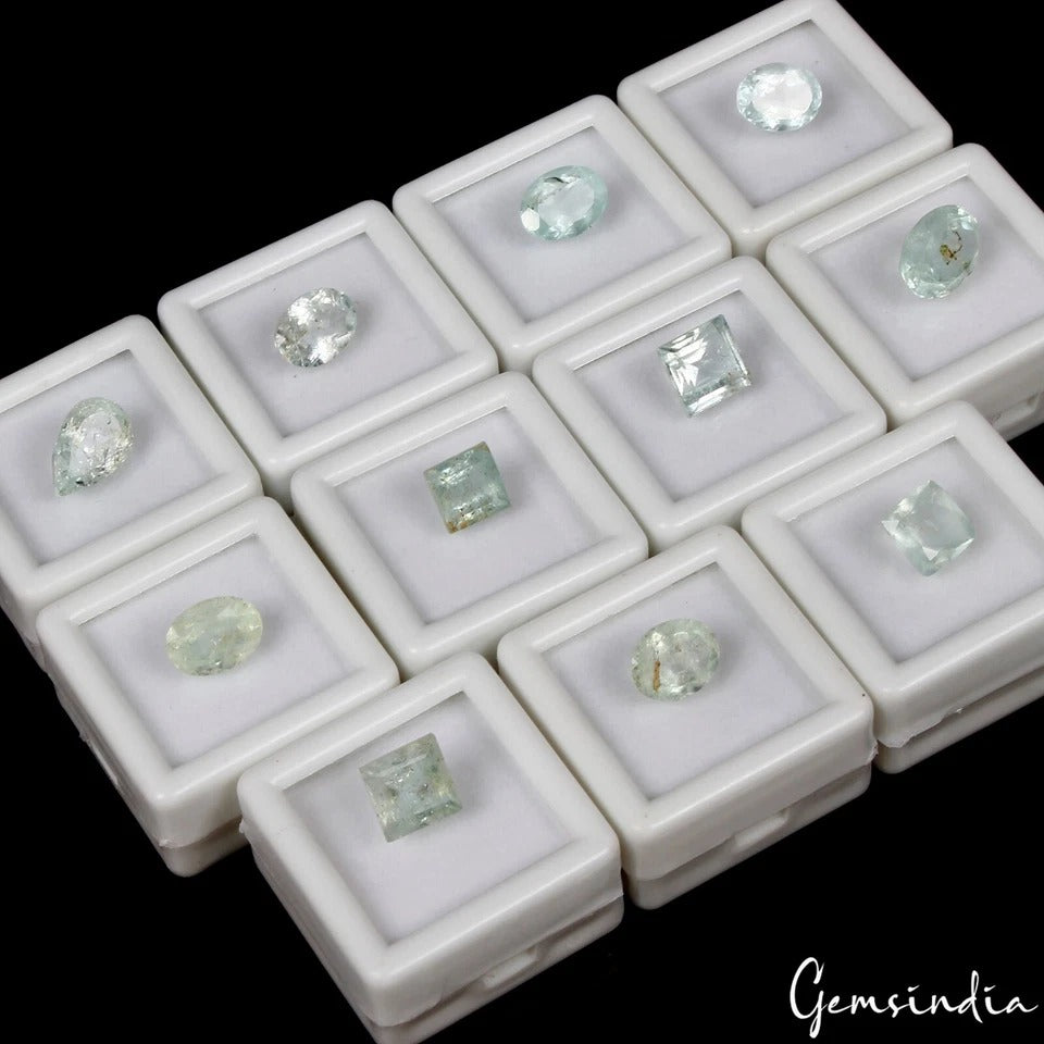 Aquamarine Lot, Loose Gemstone, Untreated, Green — 11 Pieces, 8mm, 33.60 Ct, Brazil