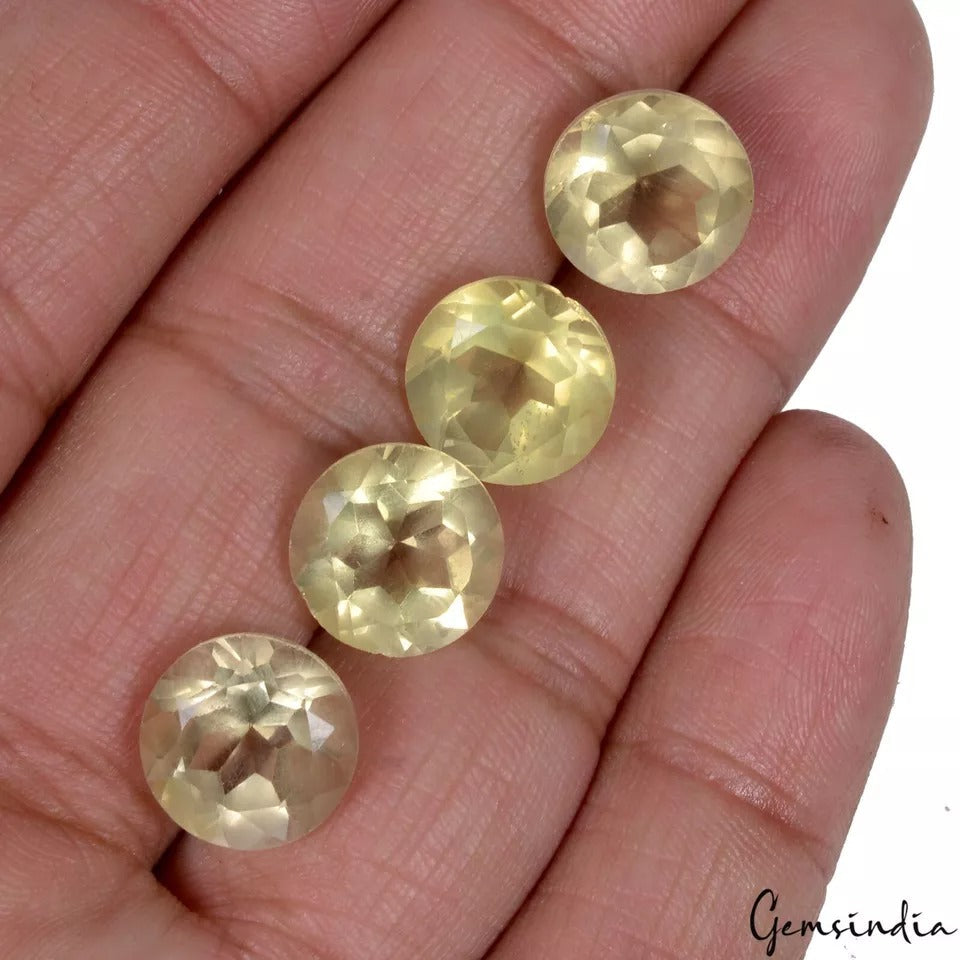 23.40 Ct/4 Pcs Natural Untreated Lemon Citrine Quartz Round Calibrated 11mm Gems