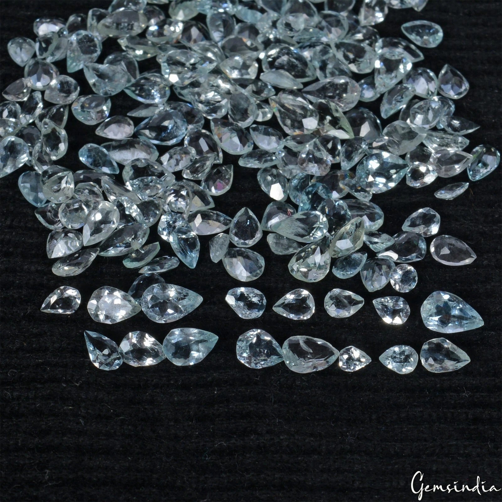 29.10Ct/190Pcs Natural Untreated Blue Aquamarine 3-6mm Pear Cut Gems For Jewelry