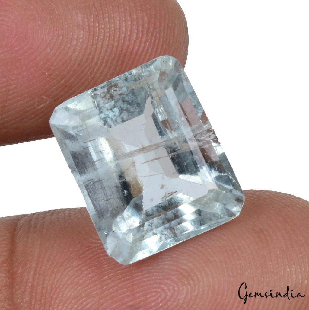 7.60 Ct 100% Natural Unheated Blue Aquamarine Octagon Cut Loose Gemstone 13x10mm