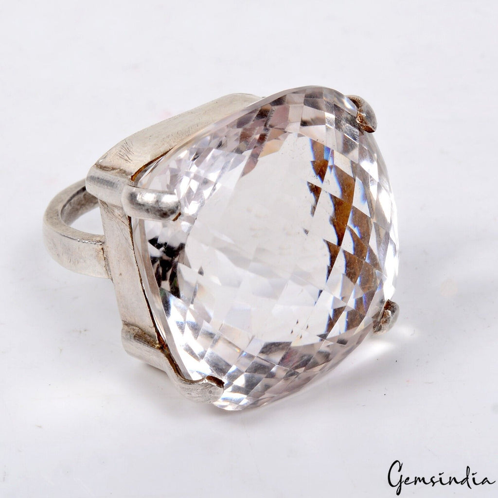 Amethyst Sterling Silver Ring, Untreated, Silver — Size 7 US, 111.00 Ct (22.20 g)
