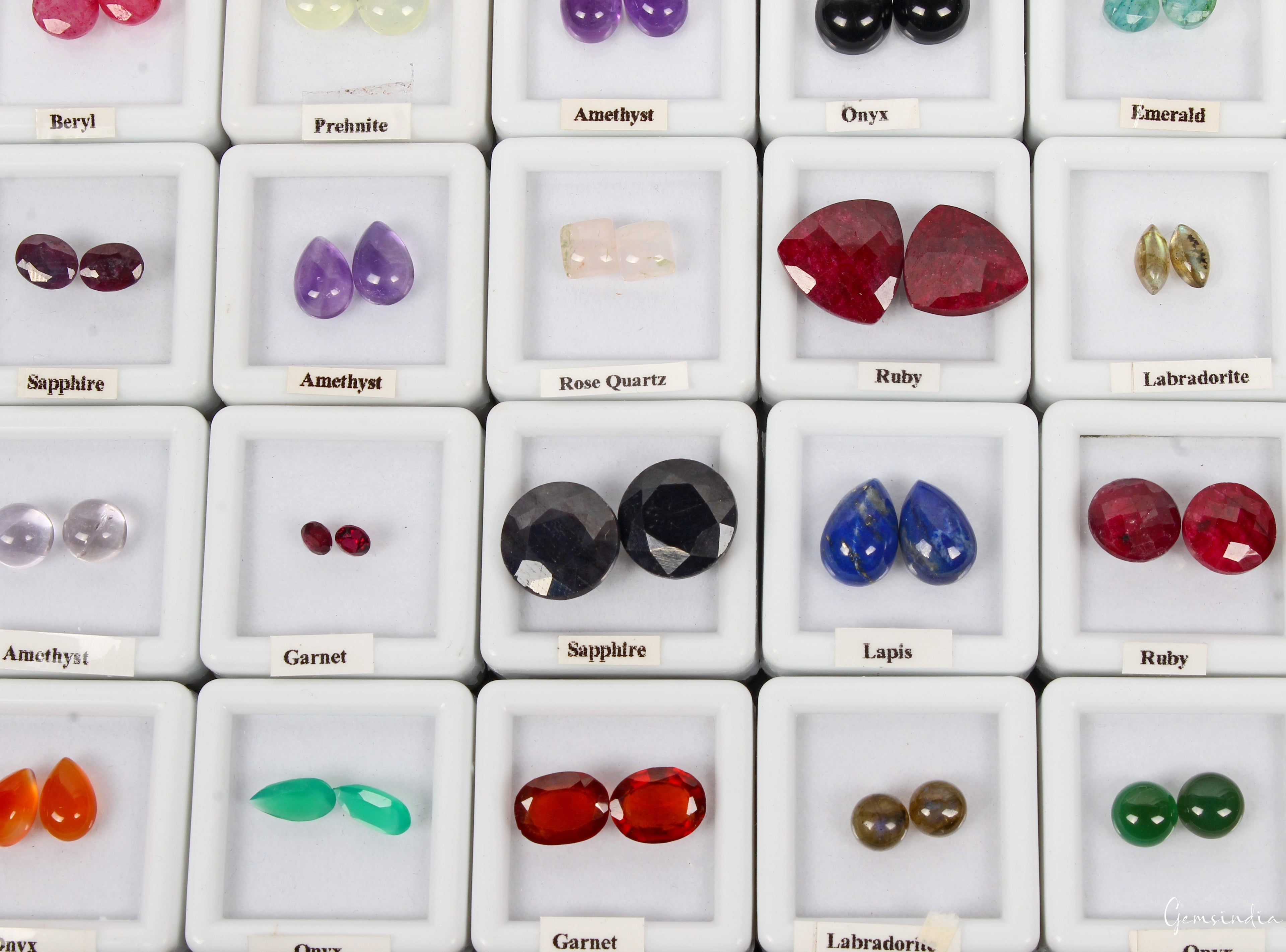 25 Pair Estate Genuine Multi Gems Loose Colorful Jewelry Stones Collection w/Box